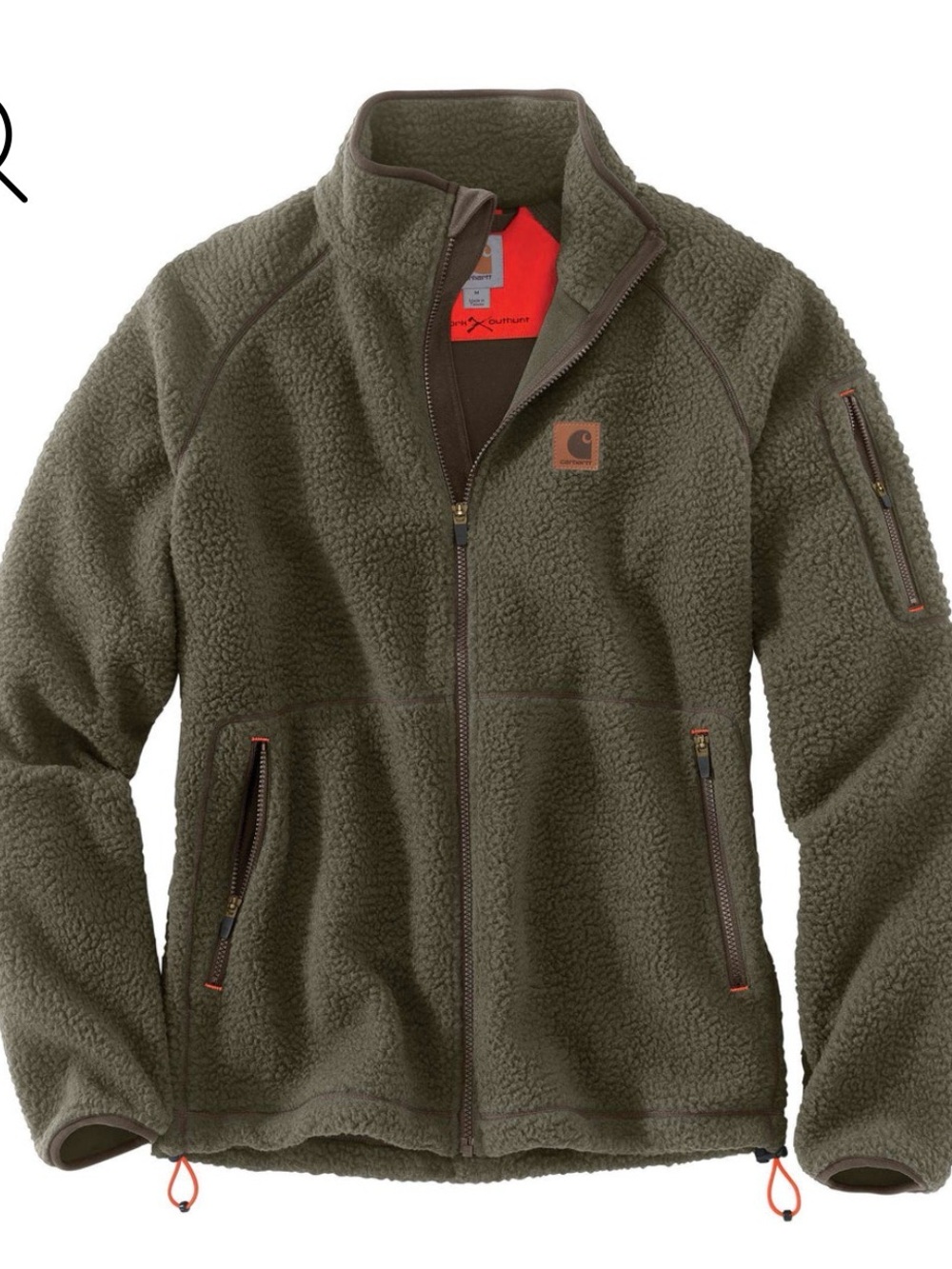 Carhartt Olive Green Sherpa Fleece Zip Jacket